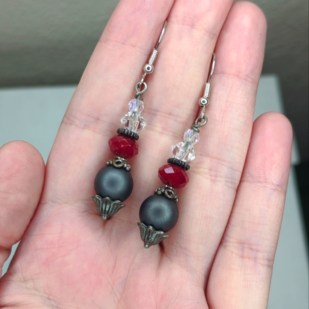 Black And Red Gothic Earrings